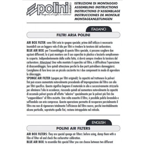 Filtro aria Polini carburatori PHBG scooter