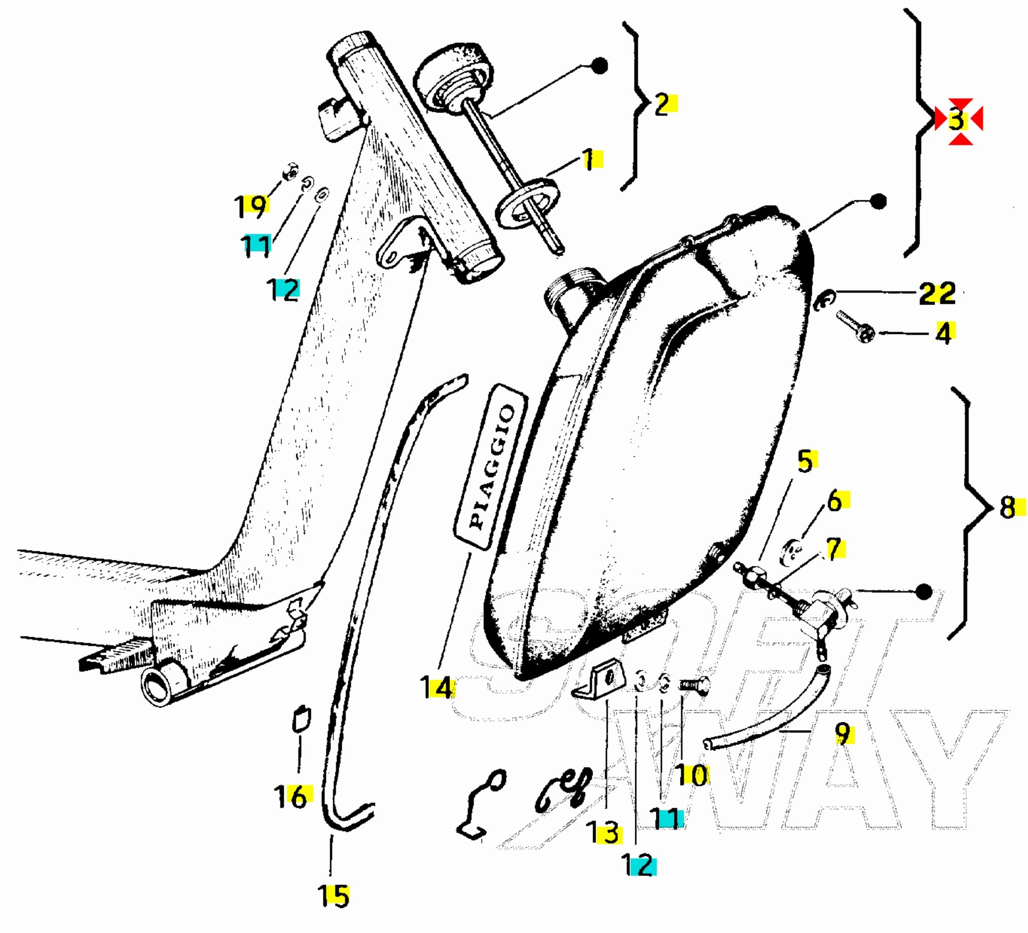 Serbatoio benzina carburante bravo cpl piaggio originale 228210